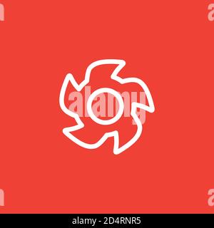 Turbine Line Icon On Red Background. Red Flat Style Vector Illustration. Stock Vector