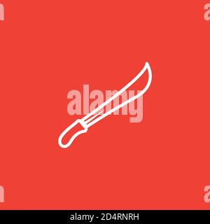 Sword Line Icon On Red Background. Red Flat Style Vector Illustration. Stock Vector