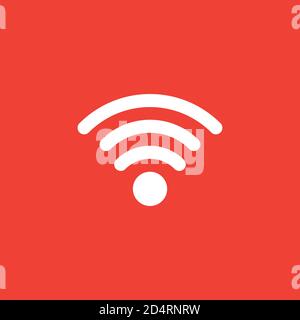 Wi-Fi Icon On Red Background. Red Flat Style Vector Illustration. Stock Vector