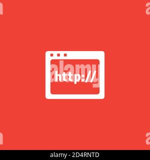 Web Page Icon On Red Background. Red Flat Style Vector Illustration. Stock Vector