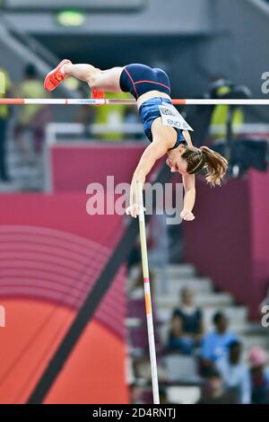 Ninon Guillon-Romarin (France). Pole Vault Women finals. IAAF World Athletics Championships, Doha 2019 Stock Photo