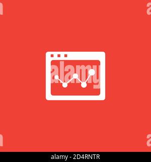 Web Page Analysis Icon On Red Background. Red Flat Style Vector Illustration. Stock Vector