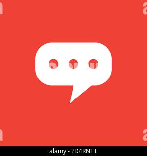 Speech Bubble Icon On Red Background. Red Flat Style Vector Illustration. Stock Vector