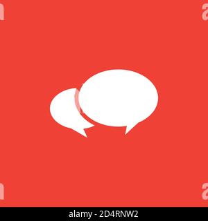 Speech Bubble Icon On Red Background. Red Flat Style Vector Illustration. Stock Vector