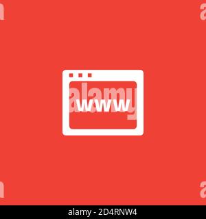 Web Page Icon On Red Background. Red Flat Style Vector Illustration. Stock Vector