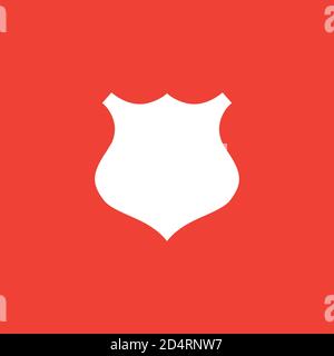 Shield Icon On Red Background. Red Flat Style Vector Illustration. Stock Vector