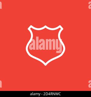Shield Line Red Icon On Red Background. Red Flat Style Vector Illustration. Stock Vector