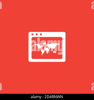 World Wide Web Icon On Red Background. Red Flat Style Vector Illustration. Stock Vector