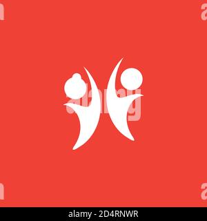Youth Icon On Red Background. Red Flat Style Vector Illustration. Stock Vector