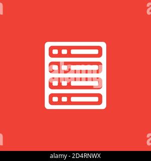 Server Icon On Red Background. Red Flat Style Vector Illustration. Stock Vector
