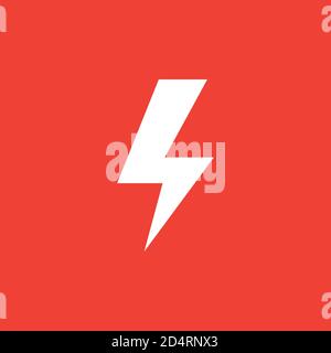 Thunderbolt Icon On Red Background. Red Flat Style Vector Illustration. Stock Vector