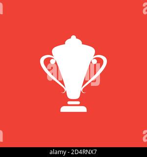 Trophy Icon On Red Background. Red Flat Style Vector Illustration. Stock Vector