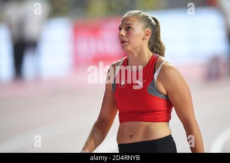 Angelica Moser (Switzerland). Pole Vault Women finals. IAAF World Athletics Championships, Doha 2019 Stock Photo