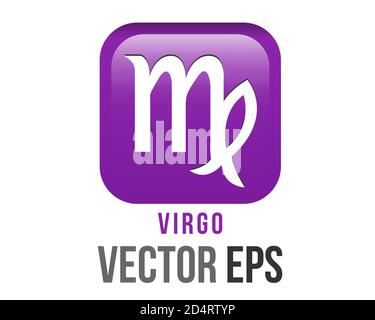 The isolated vector gradient purple Virgo astrological sign icon in the Zodiac, represents Maiden Stock Vector
