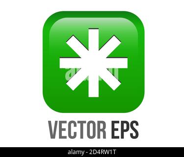 The isolated vector gradient bright green rounded square bullet sparkle Eight Spoked Asterisk point icon Stock Vector