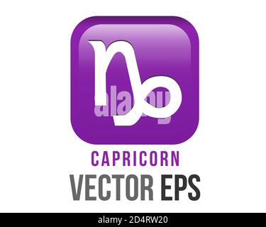 The isolated vector gradient purple Capricorn astrological sign icon in the Zodiac, represents Goat Stock Vector