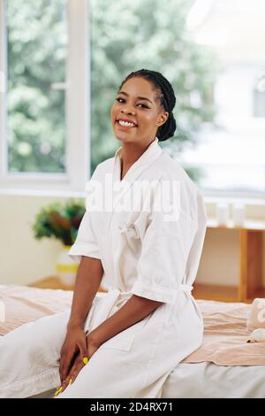 Woman enjoying day in spa salon Stock Photo