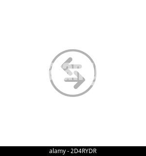 Vector icon. Two grey rounded opposite horizontal arrows isolated on ...