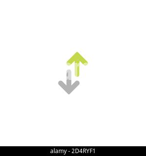 Flip Vertical vector icon. two grey and green opposite arrows isolated on white. Flat exchange icon. Flip flop pictogram. Vertical double-headed arrow Stock Vector