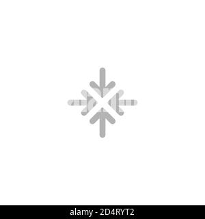 four grey rounded arrows point to the center. Triple Collide Arrows icon. Merge Directions icon. Vector illustration. Isolated on white. Stock Vector