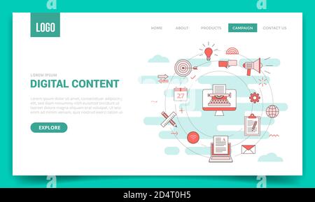digital content concept with circle icon for website template or landing page banner homepage Stock Vector