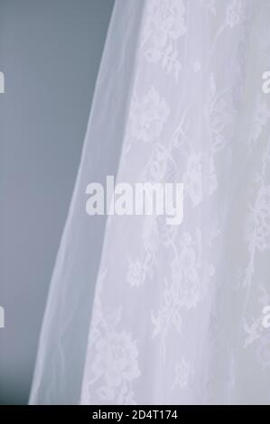 Close up of lace details on a wedding dress or veil. Stock Photo
