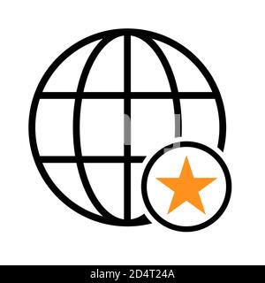 WWW world wide web site symbol, Internet map icon, website address globe, flat outline sign . Stock Vector