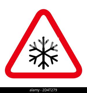 Snow winter icon, danger ice flake sign, risk alert vector illustration, careful caution symbol . Stock Vector