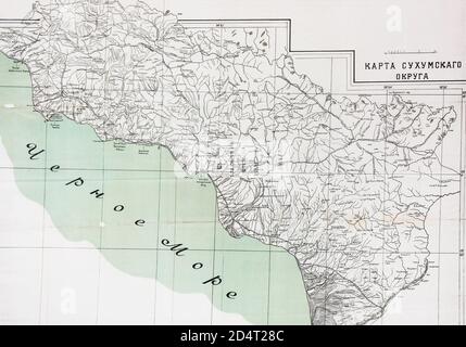 Map of the Sukhumi District in the 19th century. Stock Photo