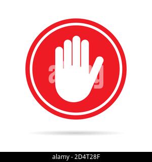 Stop icon with alert hand, warning covid symbol, no - danger isolated on white background vector illustration . Stock Vector