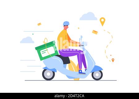 The guy delivers business correspondence on a scooter Stock Vector