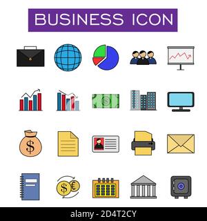 Illustration vector design of 20 business icon sets Stock Vector