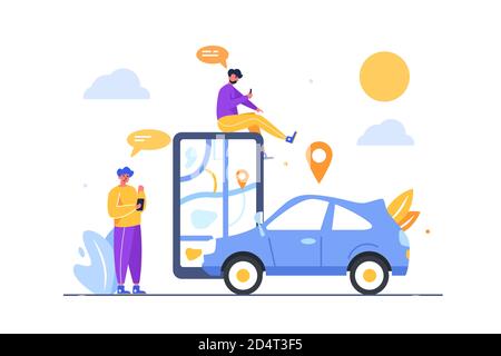 Two guys looking for the location of the car Stock Vector