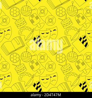 Seamless vector pattern with Hobbies and Creativity Stock Vector
