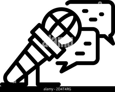 Reporter microphone stream icon, outline style Stock Vector