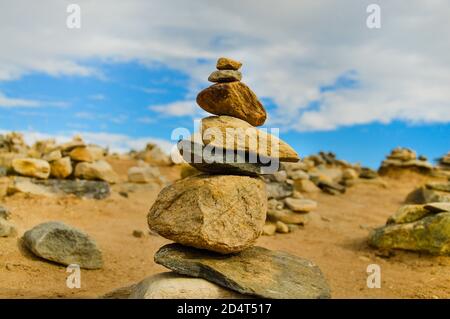 Stones balanced in the Arctic Circle Stock Photo
