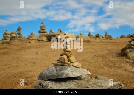 Stones balanced in the Arctic Circle Stock Photo
