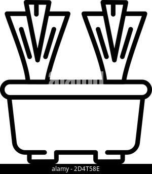 Pot chives icon, outline style Stock Vector
