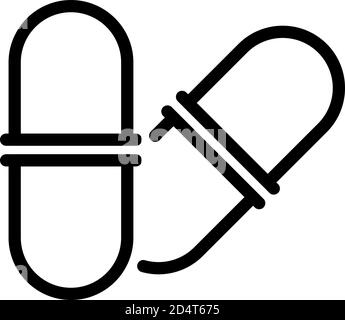 Prebiotic capsule icon, outline style Stock Vector