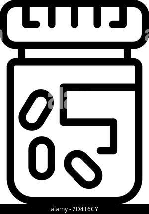 Pill bottle probiotics icon, outline style Stock Vector
