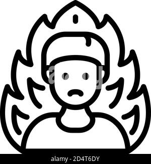 Fireman product review icon, outline style Stock Vector