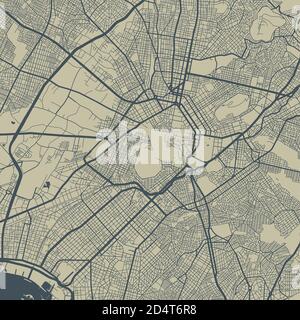 Vector map of Athens. Street map poster illustration. Athens map art. Stock Vector