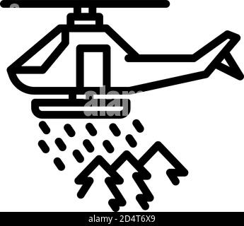 Rescue forest helicopter icon, outline style Stock Vector