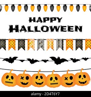 Halloween decoration set isolated on white background. Vector illustration Stock Vector