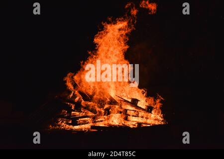Bonfire of pallets Stock Photo