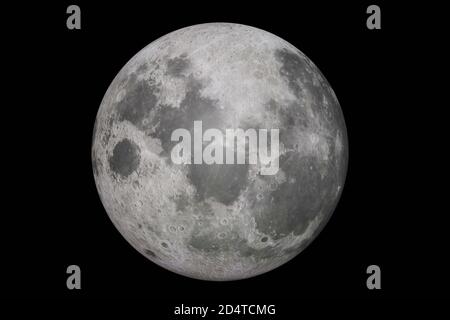 Highly detailed moon on black. Elements of this image furnished by NASA in 3D rendering Stock Photo