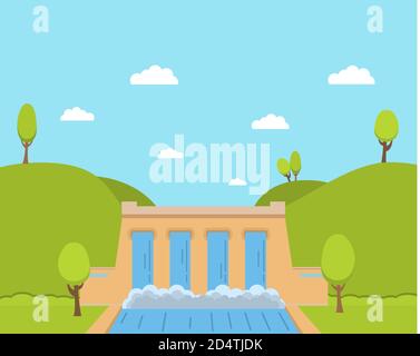 Environmentally friendly production of electricity.Protection surrounding environment and the nature.In flat vector. Stock Vector