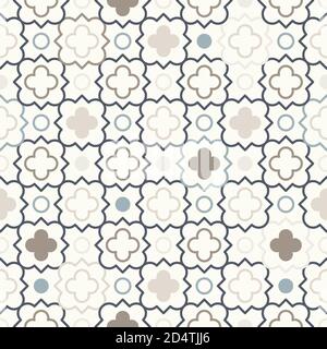 Tangled modern pattern, based on traditional oriental arabic geometric repeat patterns. Seamless vector background. Plain neutral natural colors - eas Stock Vector