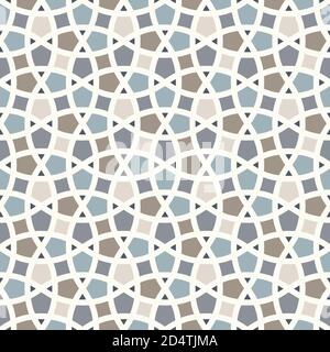 Tangled modern pattern, based on traditional oriental arabic geometric repeat patterns. Seamless vector background. Plain neutral natural colors - eas Stock Vector