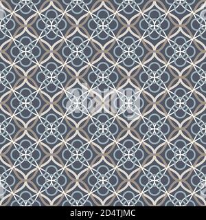 Tangled modern pattern, based on traditional oriental arabic geometric repeat patterns. Seamless vector background. Plain neutral natural colors - eas Stock Vector